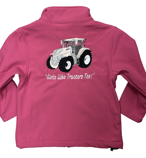 KIDS IMPACT PINK SOFTSHELL JACKET - GOLD TRACTOR - Image 2