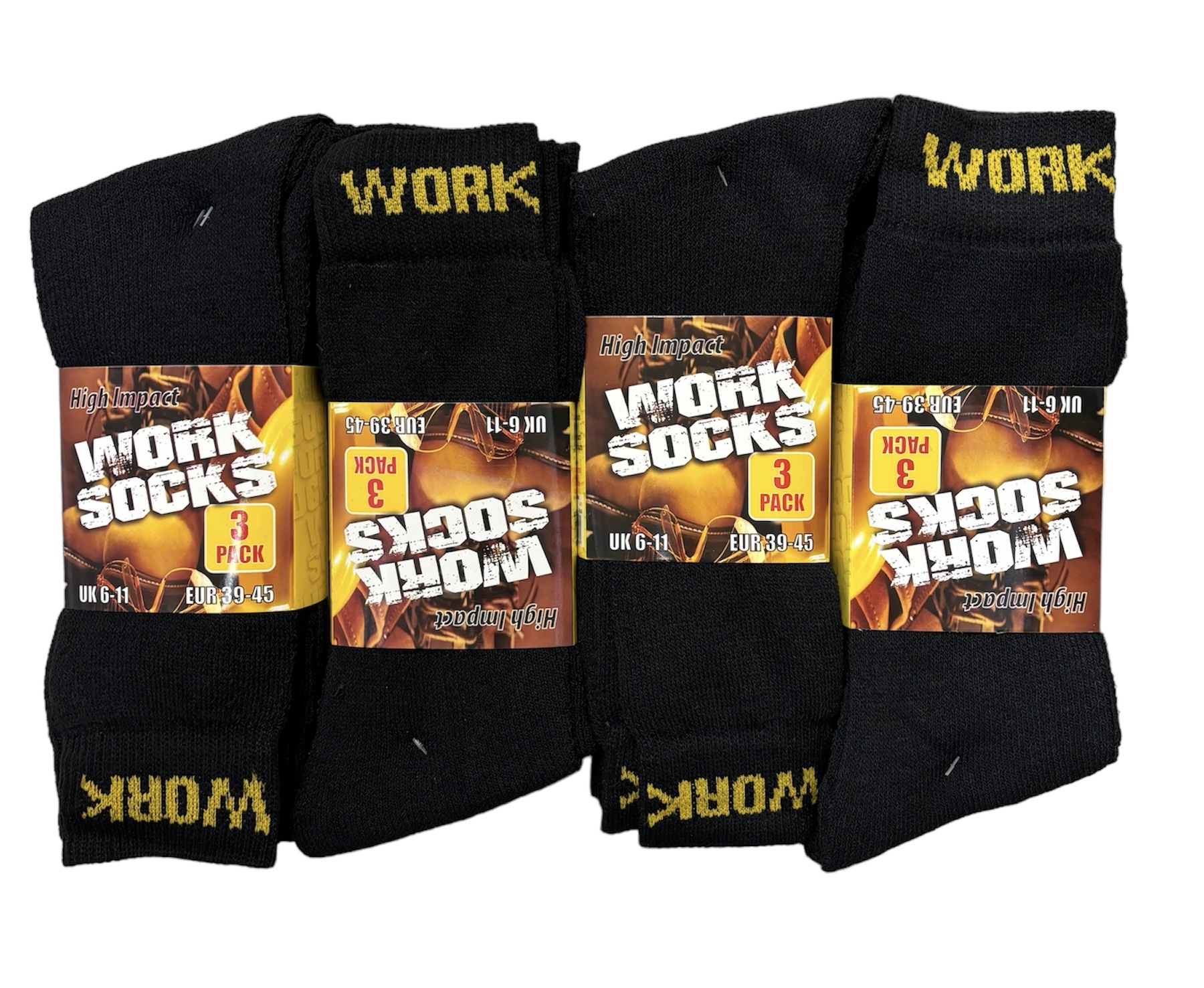 DOZEN PACK WORK SOCKS - BLACK