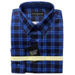 MEN'S 100% COTTON LONG SLEEVE SHIRT - SMALL CHECK / BLUE