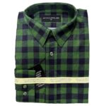 MEN'S 100% COTTON LONG SLEEVE SHIRT - SQUARE CHECK / GREEN