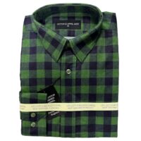 MEN'S 100% COTTON LONG SLEEVE SHIRT - SQUARE CHECK / GREEN