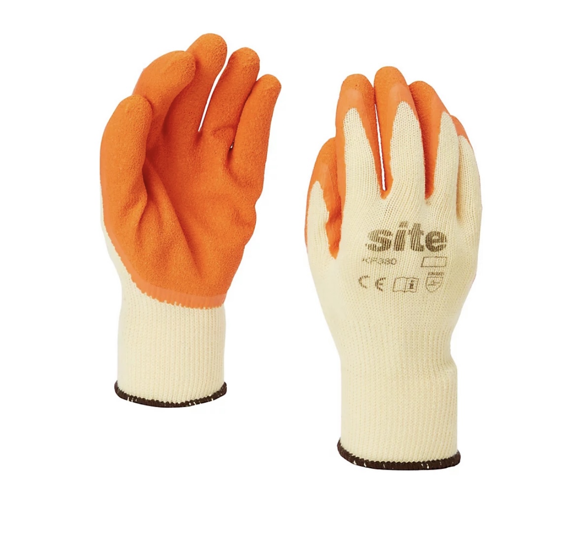 SITE 380 LATEX BUILDERS GLOVES LARGE SIZE 9 ORANGE / YELLOW 12PK