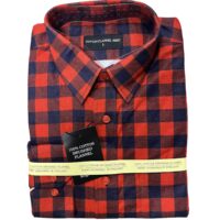 MEN'S 100% COTTON LONG SLEEVE SHIRT - SQUARE CHECK / RED