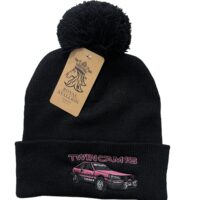 TWINCAM PINK CAR BOBBLE HAT - BLACK