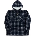 MEN'S FUR-LINED LUMBERJACK QUILTED SHIRT - NAVY/WHITE