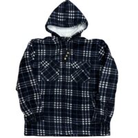 MEN'S FUR-LINED LUMBERJACK QUILTED SHIRT - NAVY/WHITE