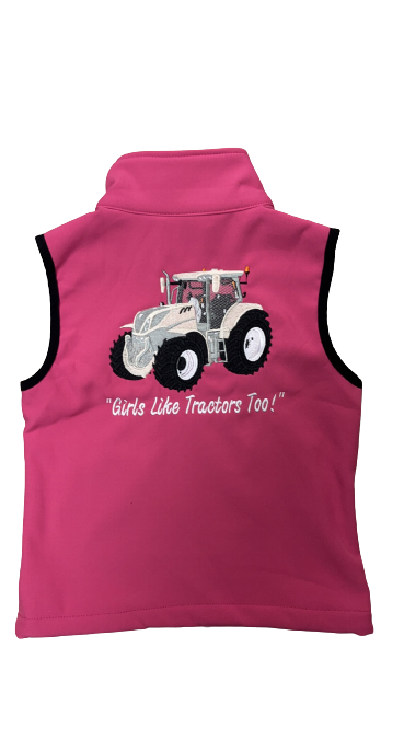 KIDS IMPACT PINK SOFTSHELL BODYWARMER - GOLD TRACTOR - Image 2