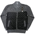 MEN'S FULL ZIP QUILTED SWEATSHIRT - BLACK