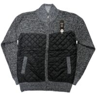 MEN'S FULL ZIP QUILTED SWEATSHIRT - BLACK