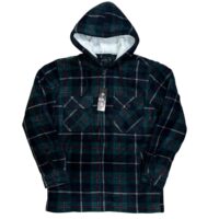 MEN'S FUR-LINED LUMBERJACK QUILTED SHIRT - GREEN/NAVY