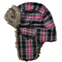 LADIES WINTER HAT PINK / BLACK CHECK