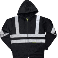 HI-VIS ZIPPED HOODIE - BLACK