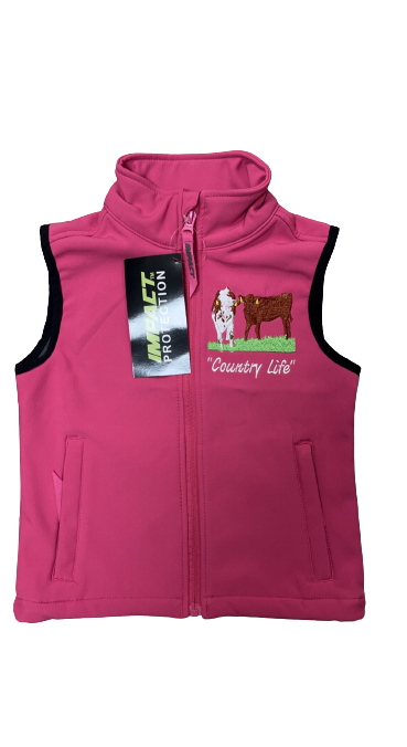 KIDS IMPACT PINK SOFTSHELL GILET - FARM