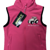 KIDS IMPACT PINK SOFTSHELL BODYWARMER - GOLD TRACTOR
