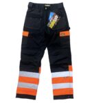 MEN'S HI-VIS WORK TROUSER - BLACK/ORANGE / WK010