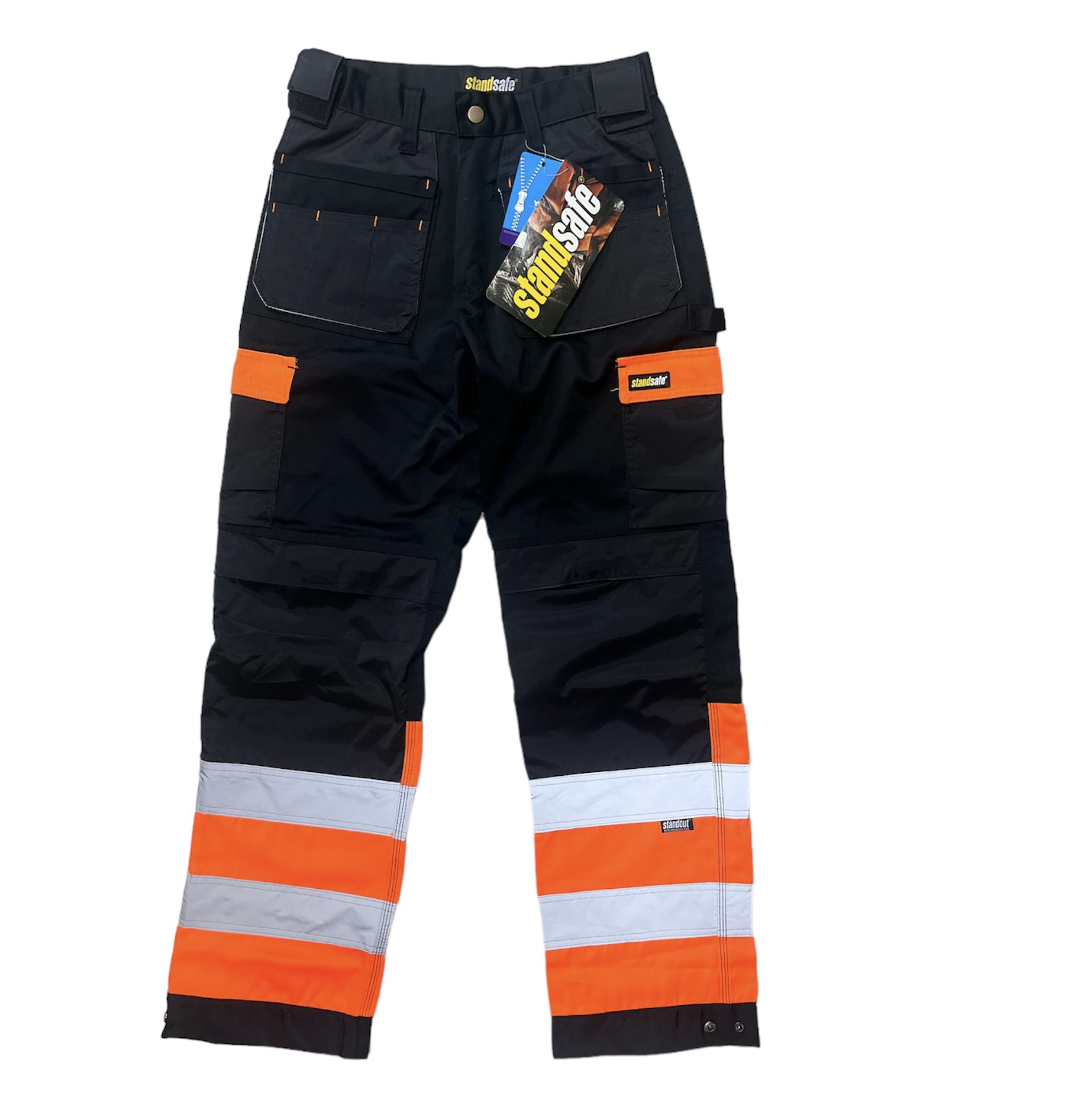 MEN'S HI-VIS WORK TROUSER - BLACK/ORANGE / WK010