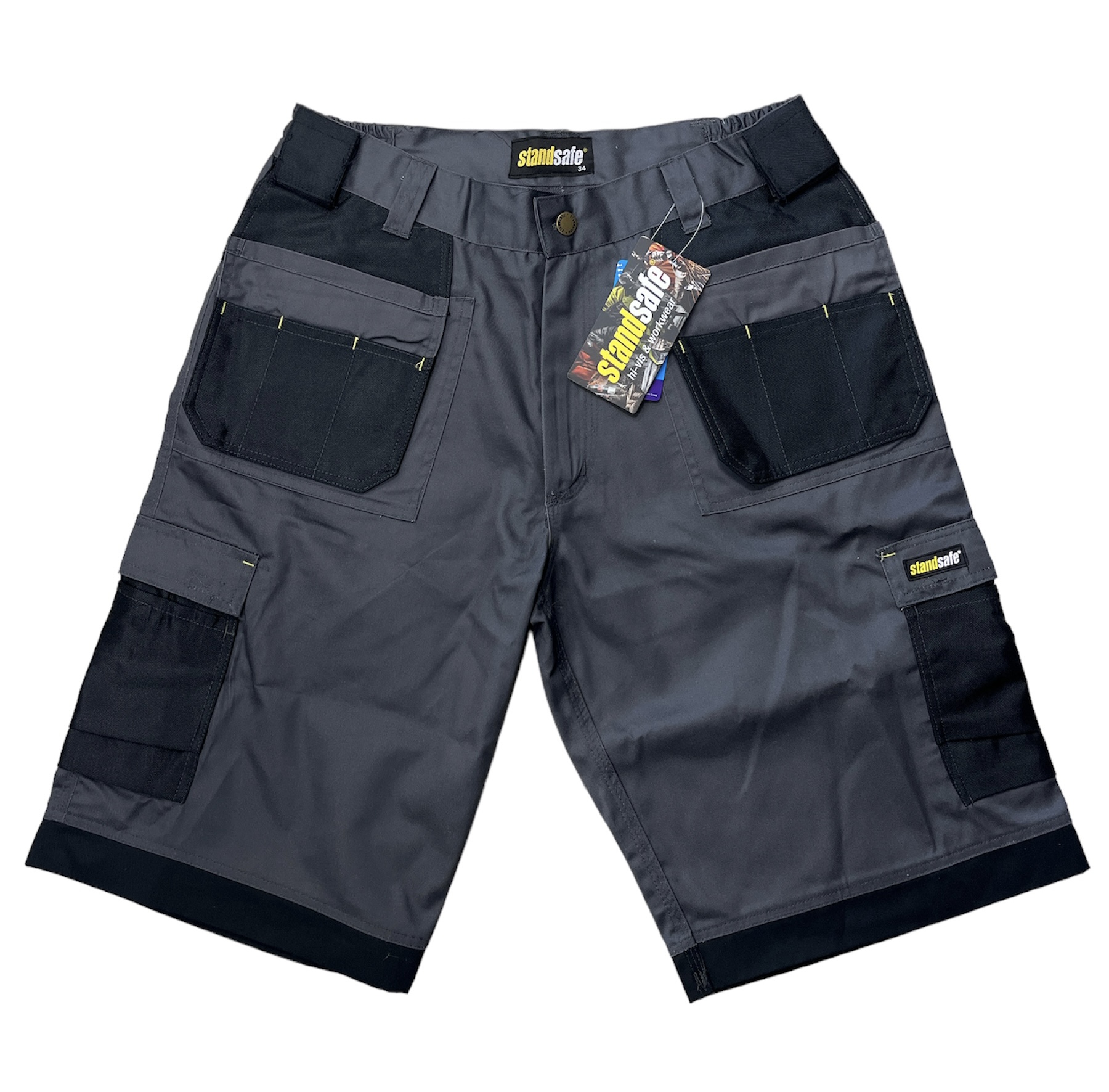 MEN'S STANDSAFE CONTRAST WORK SHORTS - GREY/BLACK