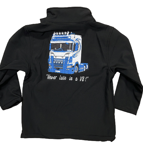 KIDS IMPACT BLACK SOFTSHELL JACKET - LORRY