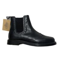 MEN'S LEATHER SOLE BROGUE DEALER BOOT - BLACK