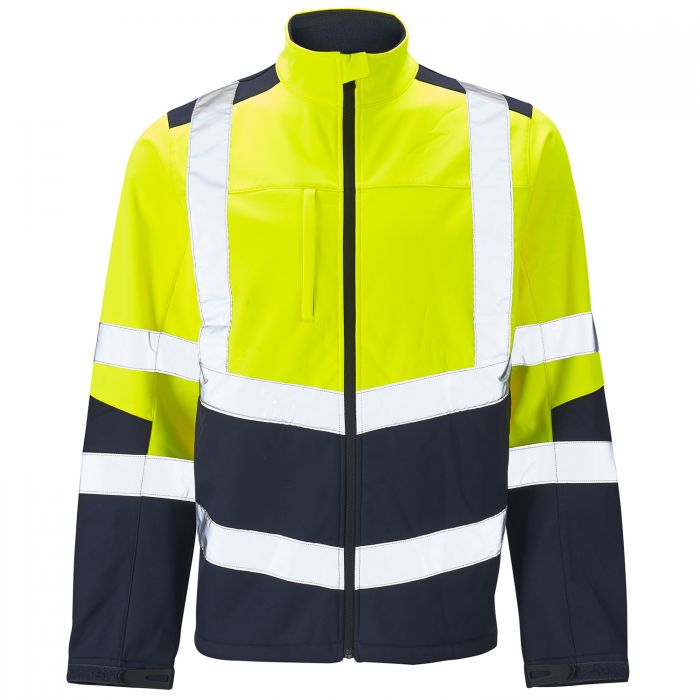 MEN'S HI-VIS TWO-TONE SOFTSHELL JACKET - YELLOW