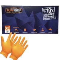 50 TUFF GRIP NITRILE DISPOSABLE GLOVES - ORANGE