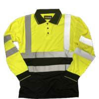 HI-VIS LONG SLEEVE POLO T-SHIRT - YELLOW