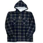 MEN'S FUR-LINED LUMBERJACK QUILTED SHIRT - NAVY/GREY