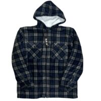 MEN'S FUR-LINED LUMBERJACK QUILTED SHIRT - NAVY/GREY