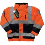 KIDS HI-VIS IMPACT TWO-TONE BOMBER JACKET - ORANGE