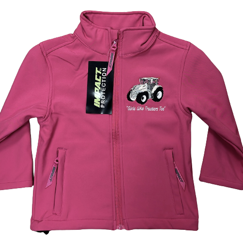 KIDS IMPACT PINK SOFTSHELL JACKET - GOLD TRACTOR