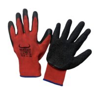 BUFFALO LATEX COATED SAFETY GLOVES - BLACK/RED 12PK