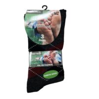 MEN'S 3PK COTTON NON-ELASTIC SOCKS - ARGYLE RED/BLK/GREY