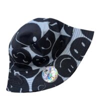 SMILING FACE BUCKET HAT - BLACK/GREY