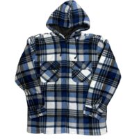 MEN'S FUR-LINED LUMBERJACK QUILTED SHIRT - BLUE/WHITE